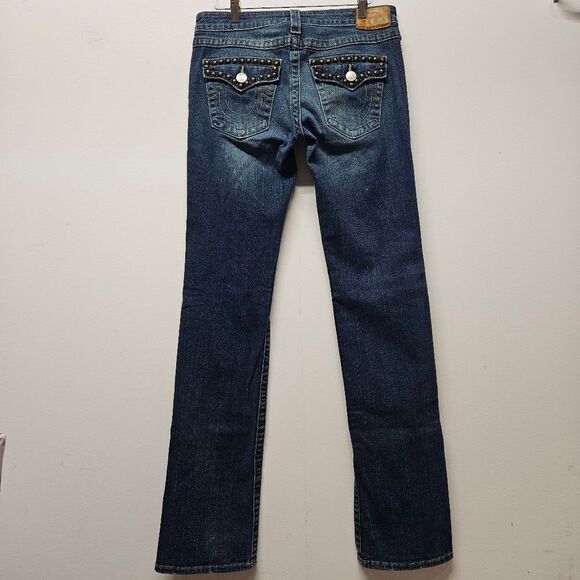 True Religion Billy Jeans Womens 30 Studs Details Flaps Pockets Mid Rise Western - Picture 13 of 15